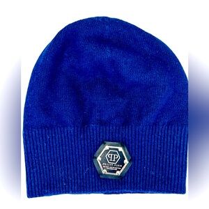 PHILIPP PLEIN BEANIE HAT IN NAVY BLUE